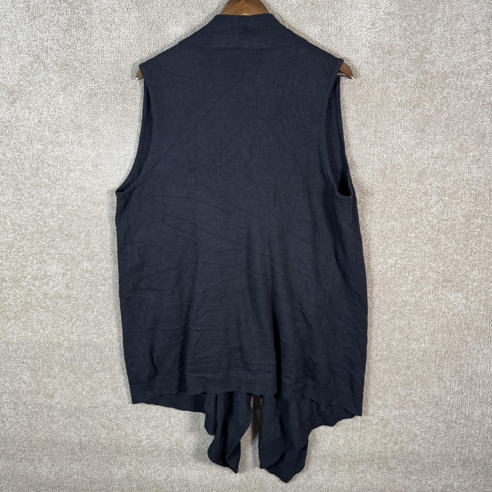 Talbots Sweater Vest Womens Large Black Open Front Draped Waterfall Knit - Picture 7 of 8